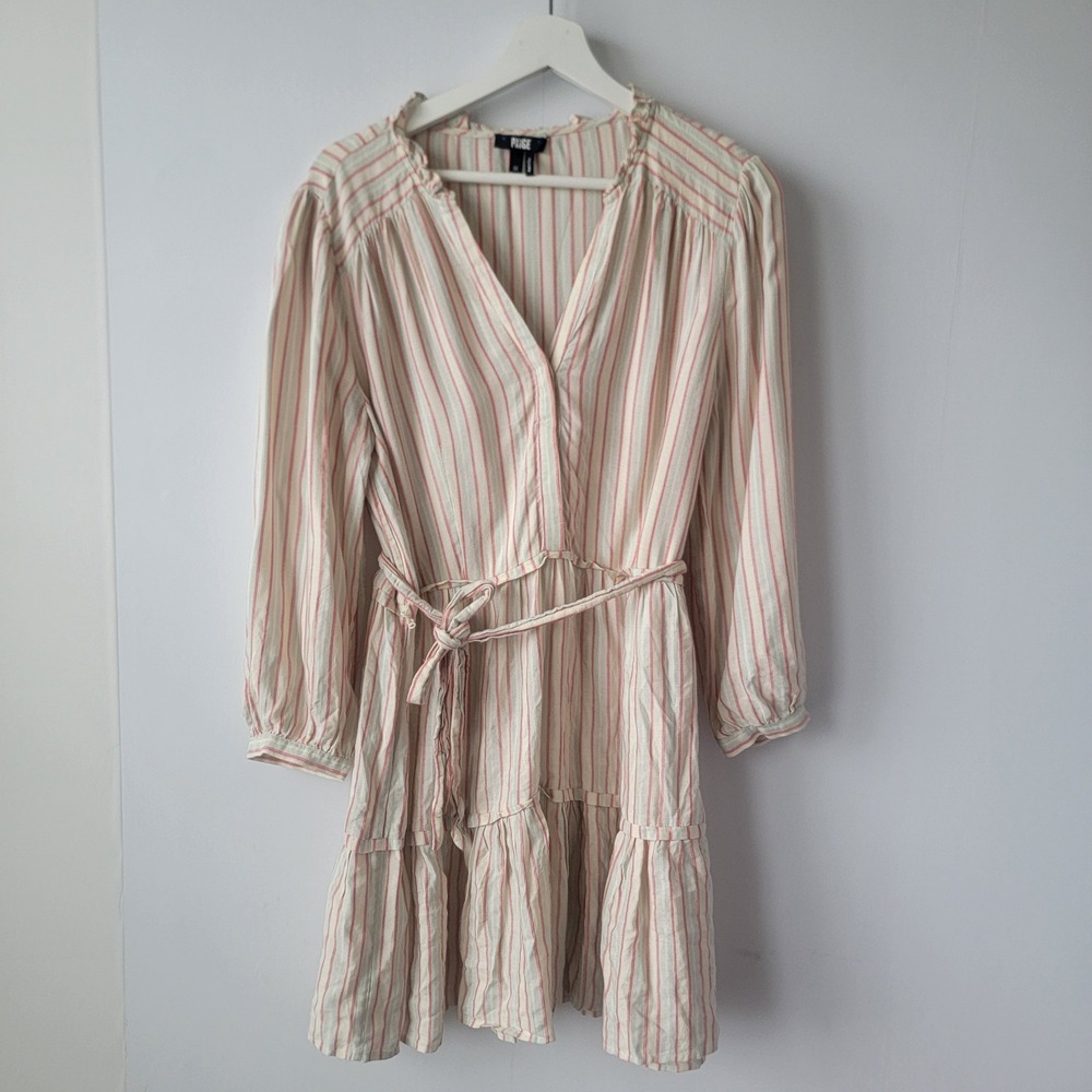 Paige women's Stripe Kylenn Dress size M waist tieTiered Boho Babydoll